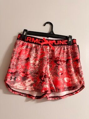 Under Armour Girls Red Camo Athletic Shorts